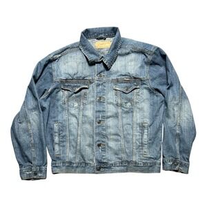 Wrangler Retro Type 3 Denim Jeans Jacket Distressed Men's Medium 744RTLD